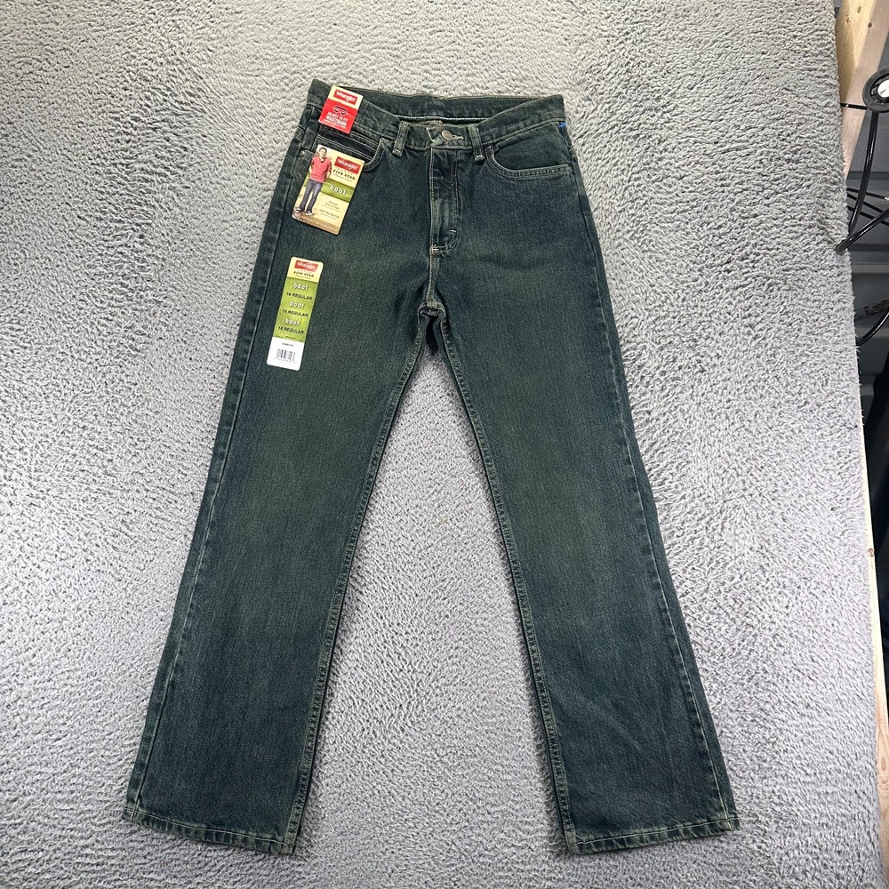 Wrangler Jeans Boys 16 Blue Cotton‎ Denim Bootcut Relaxed Workwear Faded Travel